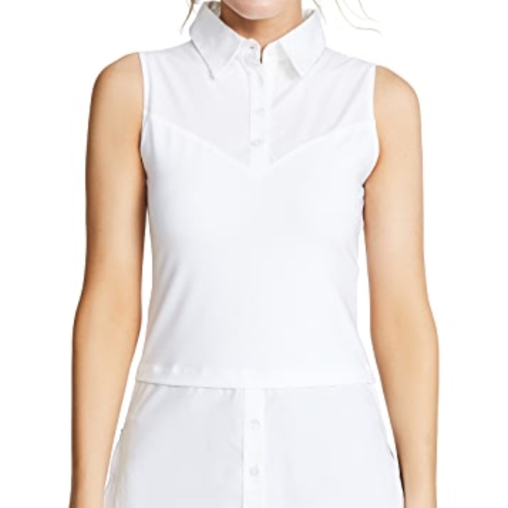 SKINNYSHIRT White Sleeveless Button Up Layer Top